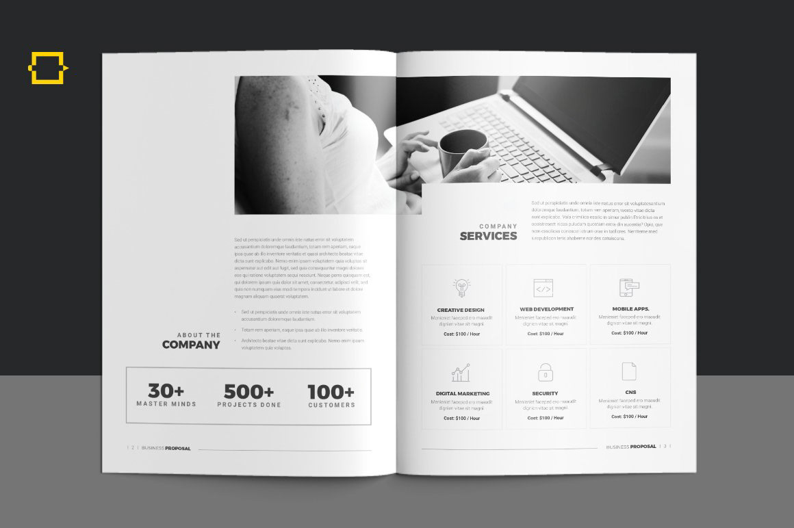 brochure Business Porposal clean corporate InDesign minimal Project Proposal word