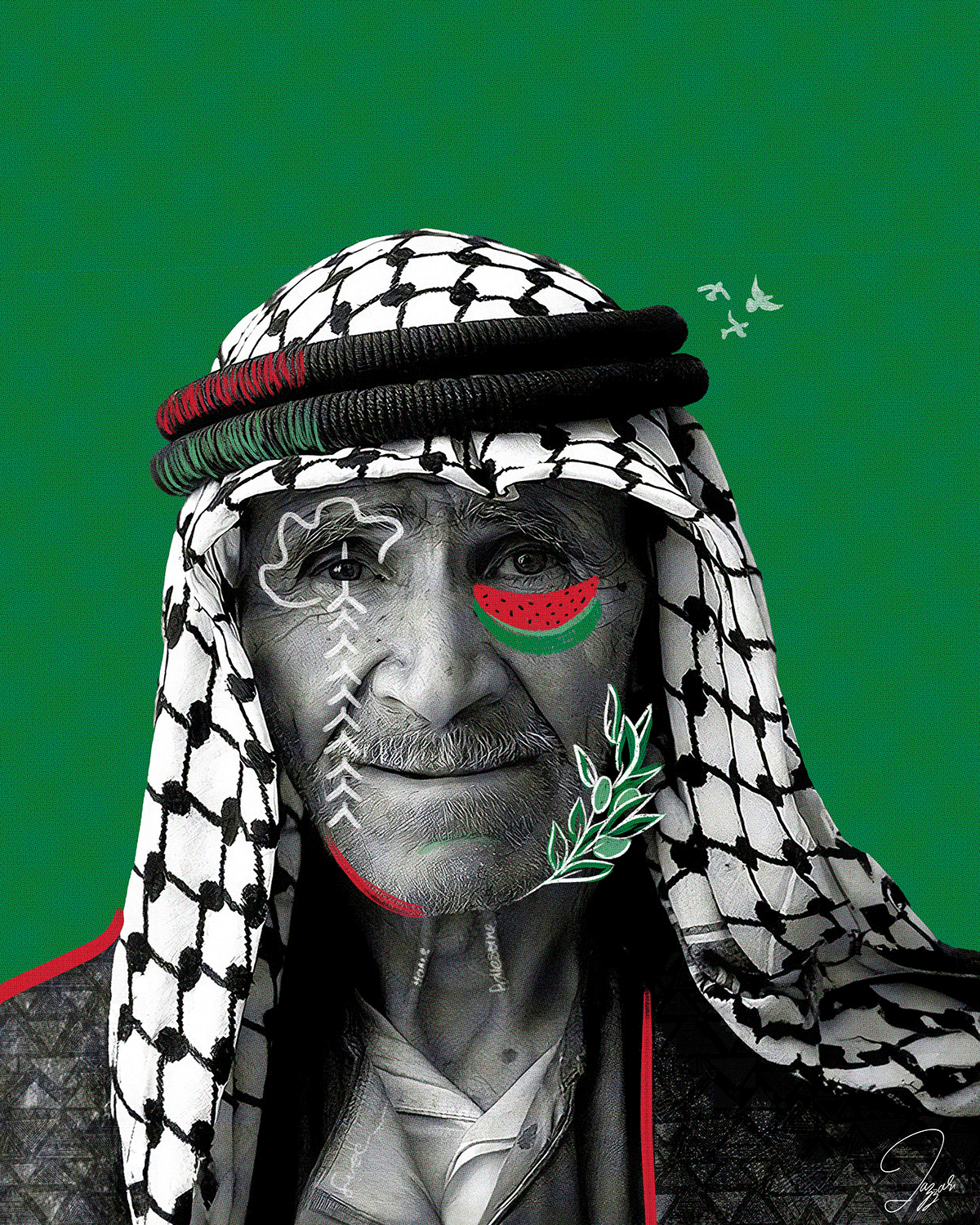palestine portrait art gaza ILLUSTRATION  Digital Art  poster creative design War