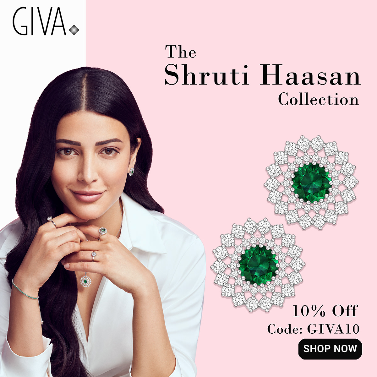 bollywood actress Shruti Hassan Shruti Haasan graphic design  Fashion  silver giva fashionaccessories creatvie silverjewellery925