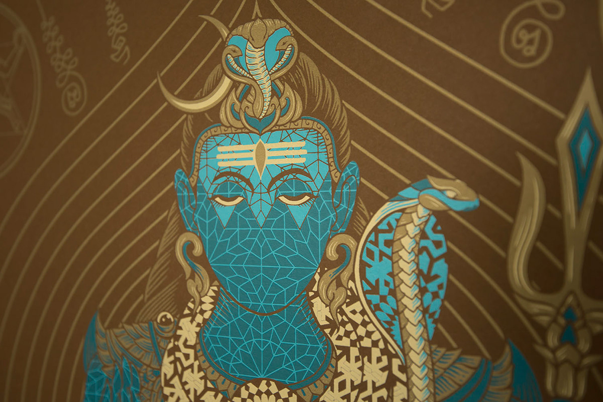 Screen-print shiva QOTSA gig poster