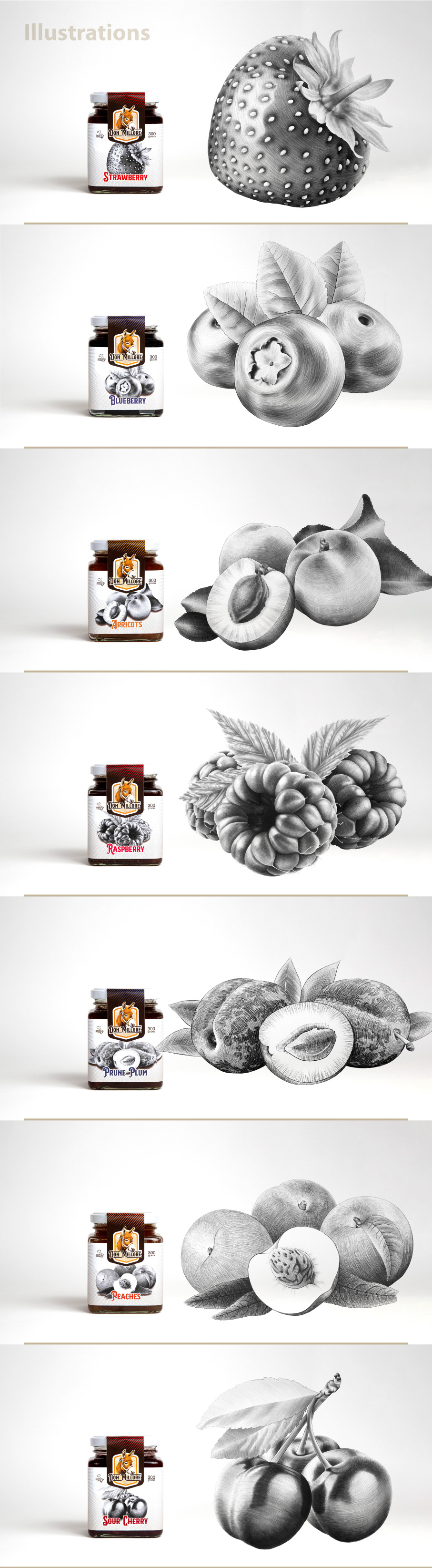 Label jam jar Packaging brand identity branding  visual Drawing  ILLUSTRATION  Fruit