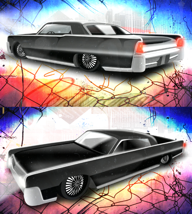 car Auto automobile Classic oldie lincoln Continental Render rendering vector Illustrator model black Vegas 60s