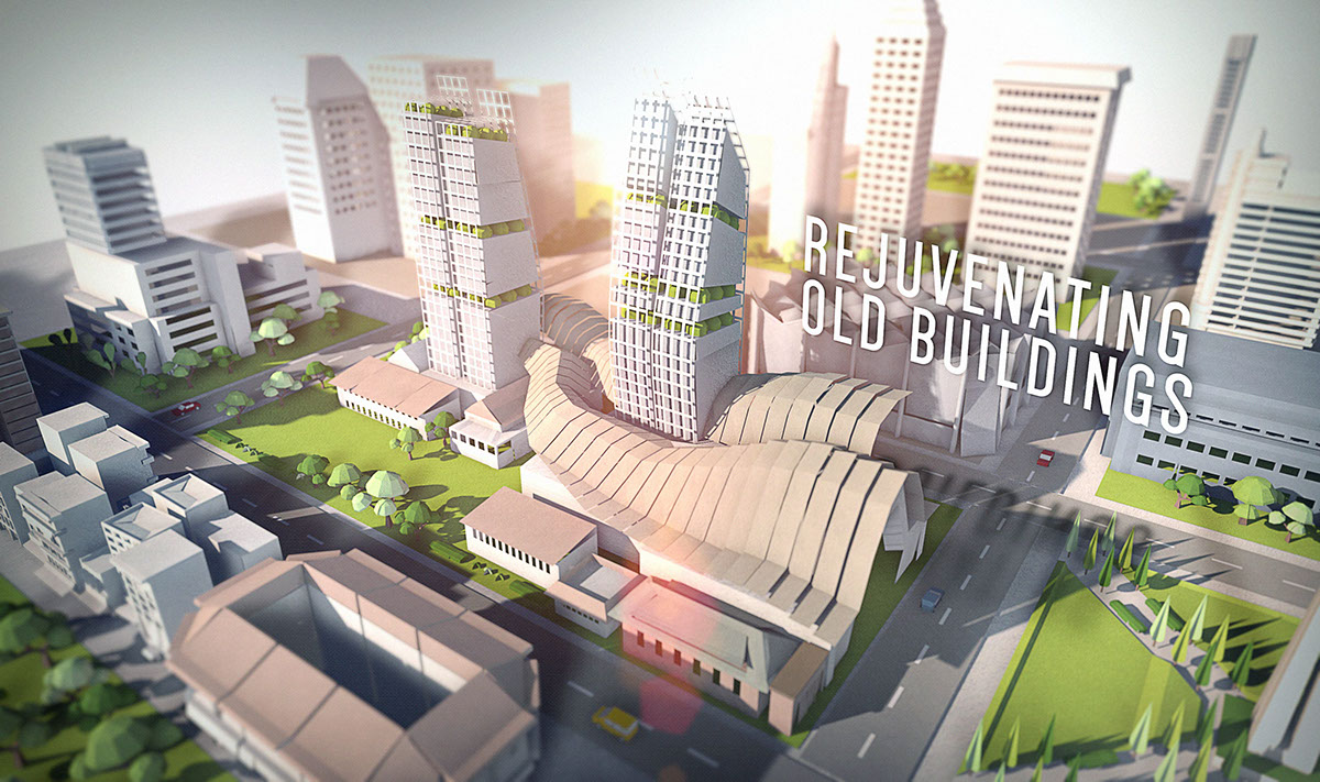 Adobe Portfolio 3D singapore buildings land Plan globe paper Urban Transport MRT cross section city Exhibition  projection