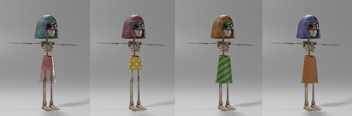 3d animation CG Characters Practical Set Cg animation V-ray skull Maya Halloween clay animation