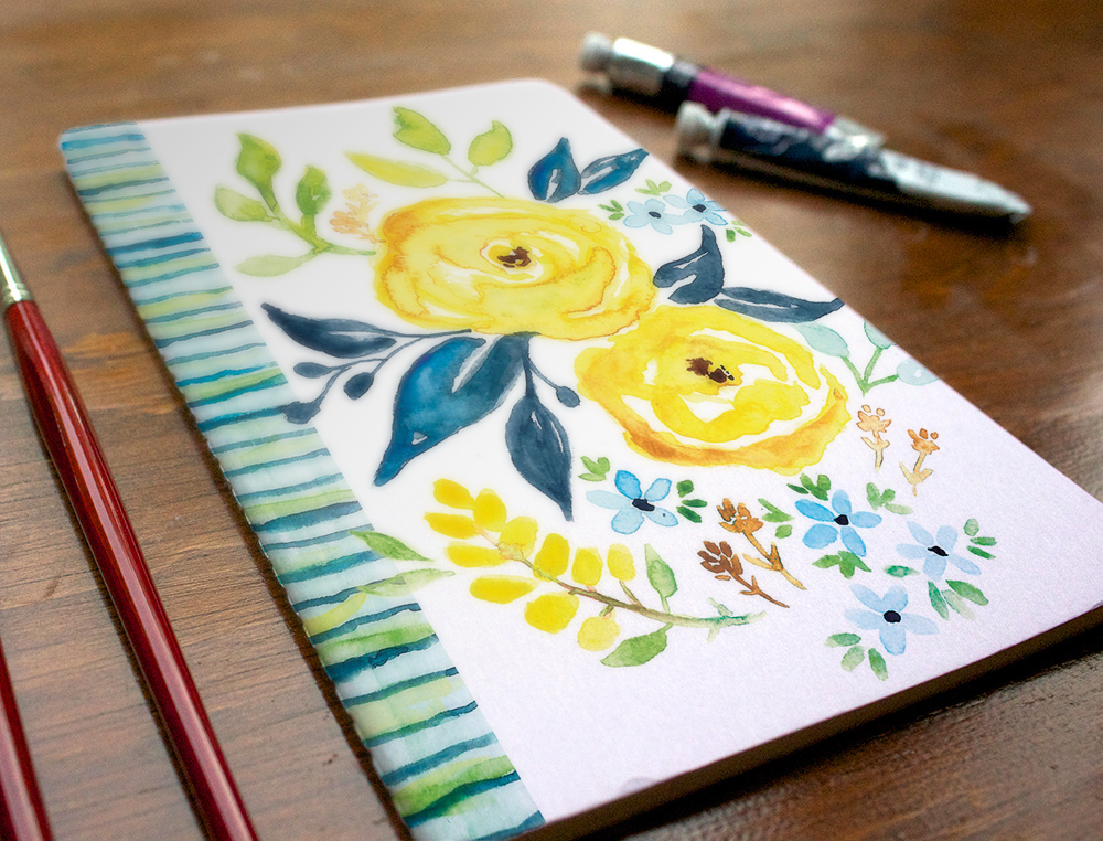 journal notebook watercolor florals Custom stationary