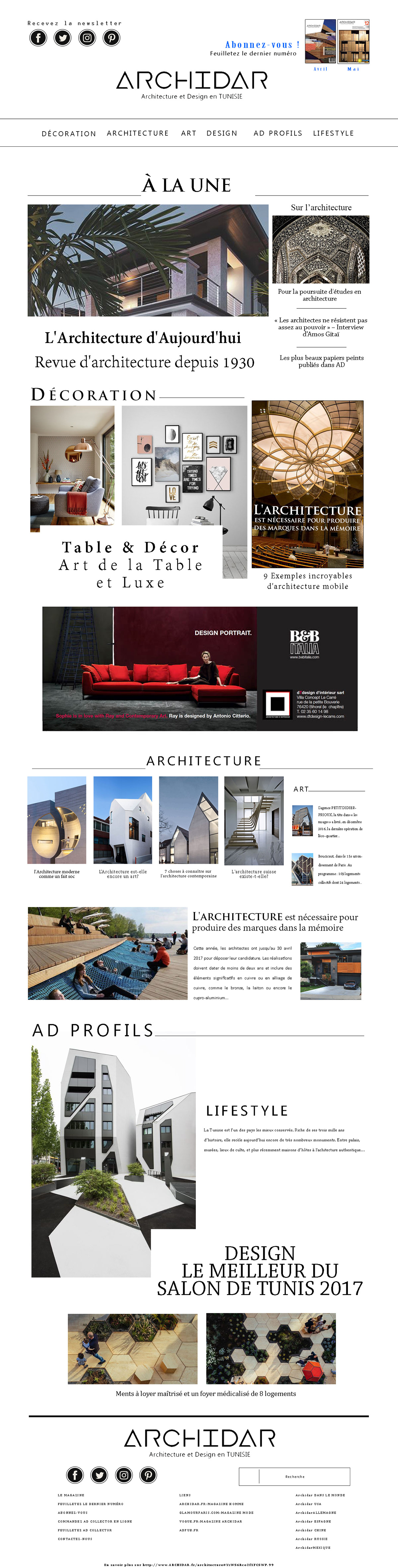 architecture Tunisie webzine design UI ux
