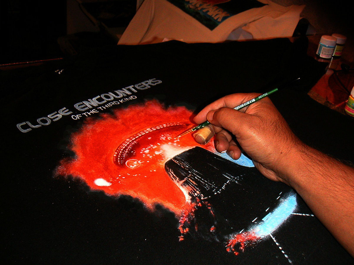 Spielberg Movies sci-fi tshirt t-shirt painting Close Encounters steven spielberg Cinema films film-art cinema art vijay gautam art domain T-Shirt Design