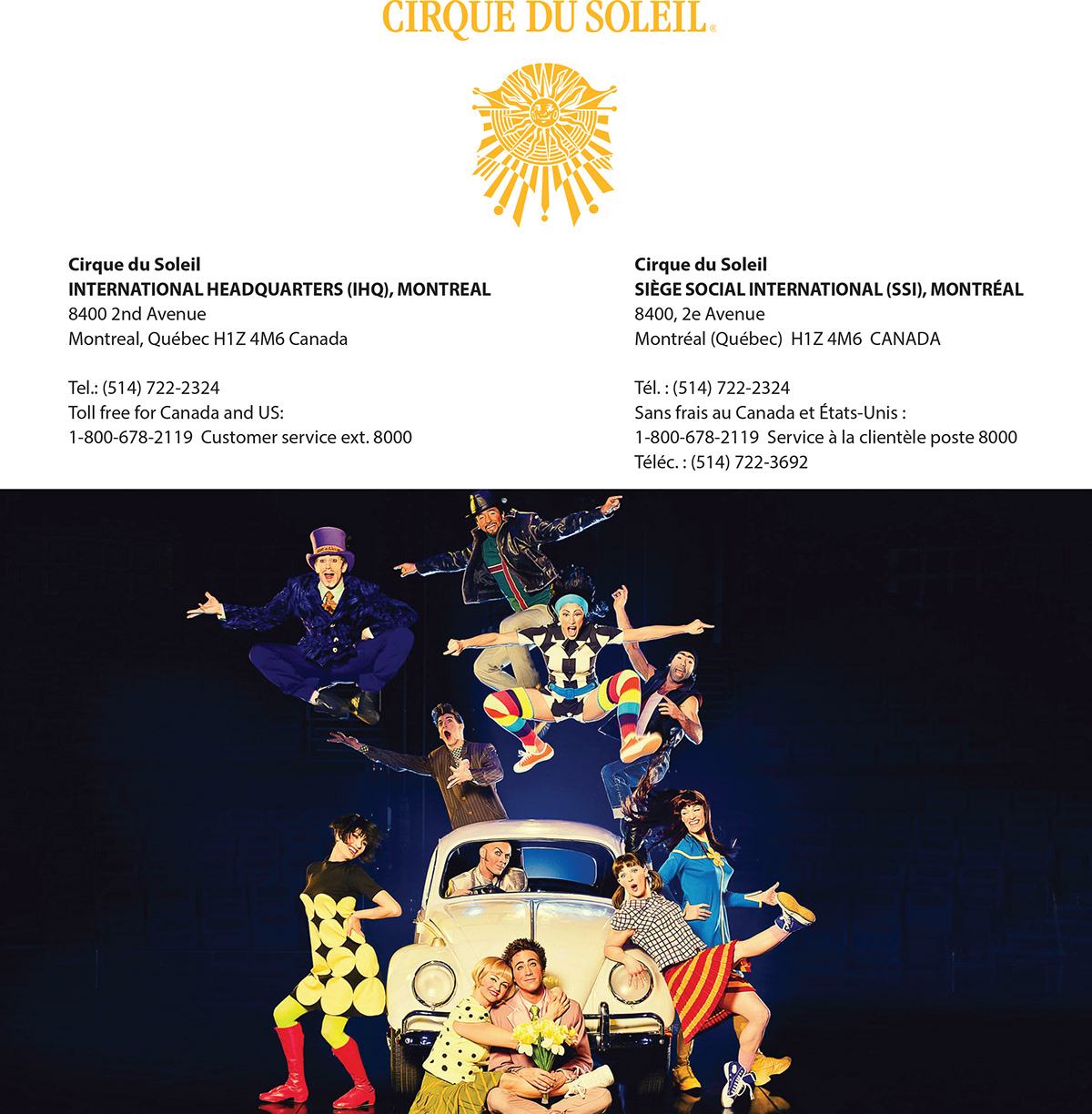 two page spread cirque du soleil annual report Charts French and English