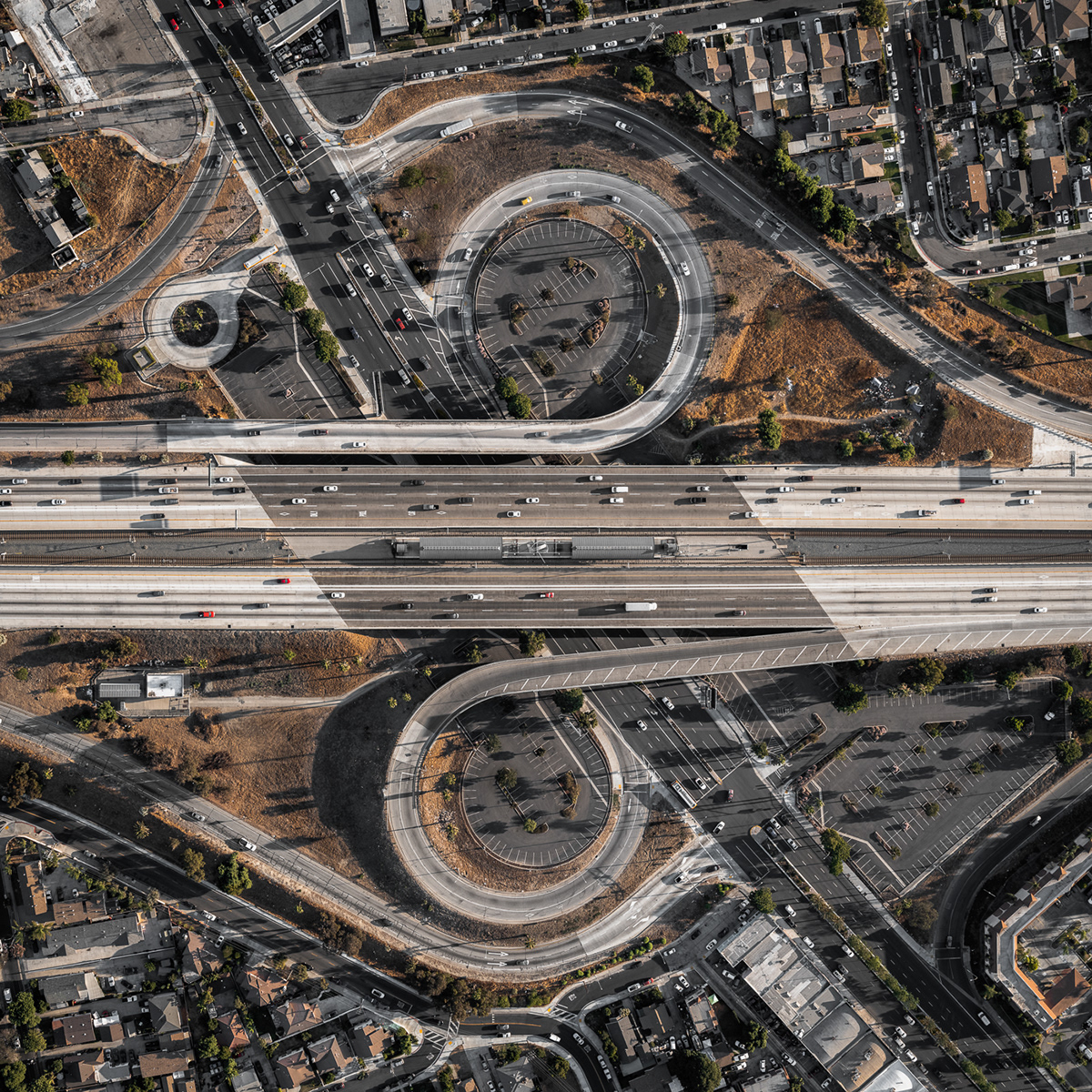 Aerial Aerial Photography Cars freeway intersection Los Angeles motorway road Street traffic