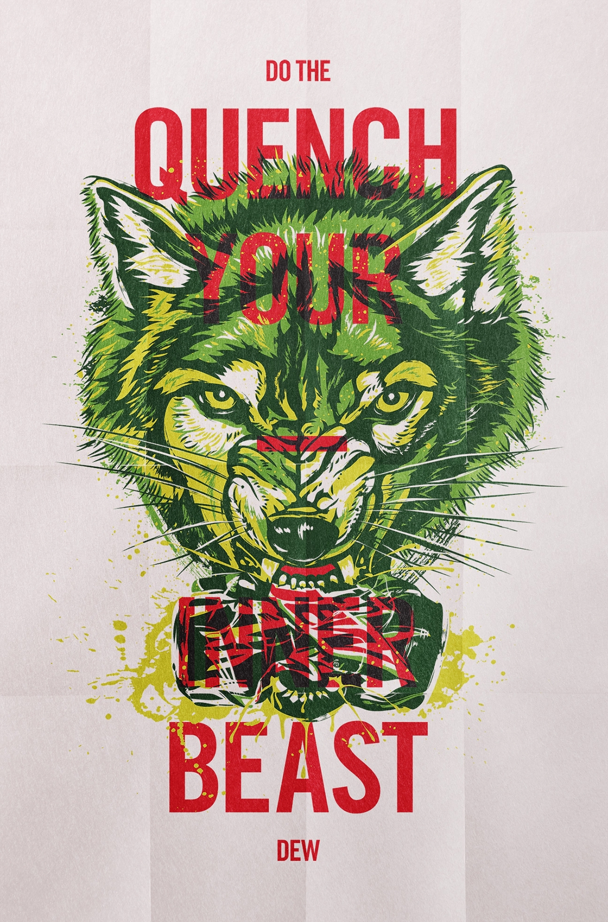 graphic digital illustration Cintiq wolf bear tiger wolves Mountain Dew beast horror draw changethethought denver Colorado