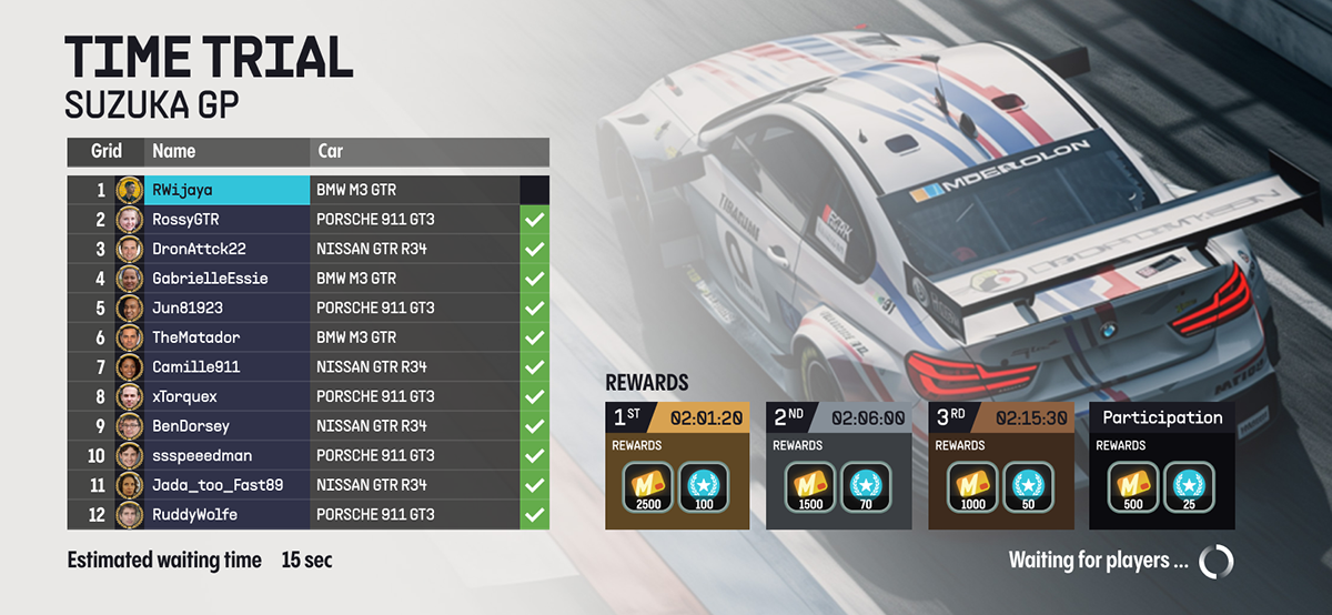 Racing game mobile UI/UX Interface Racing Game UI car Motorsport
