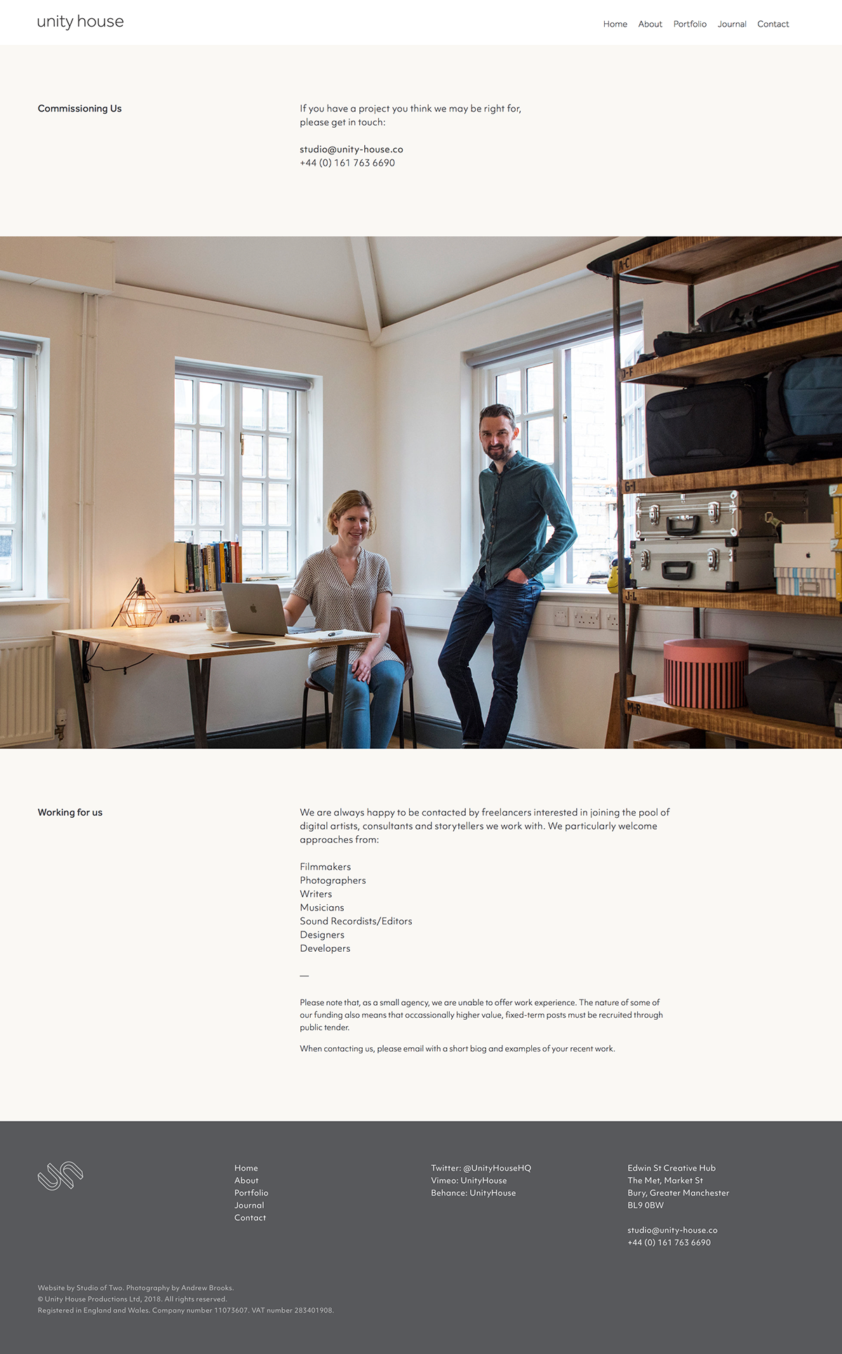 Unity House squarespace film production Story telling Website Web Design  grid based The Printer's Son