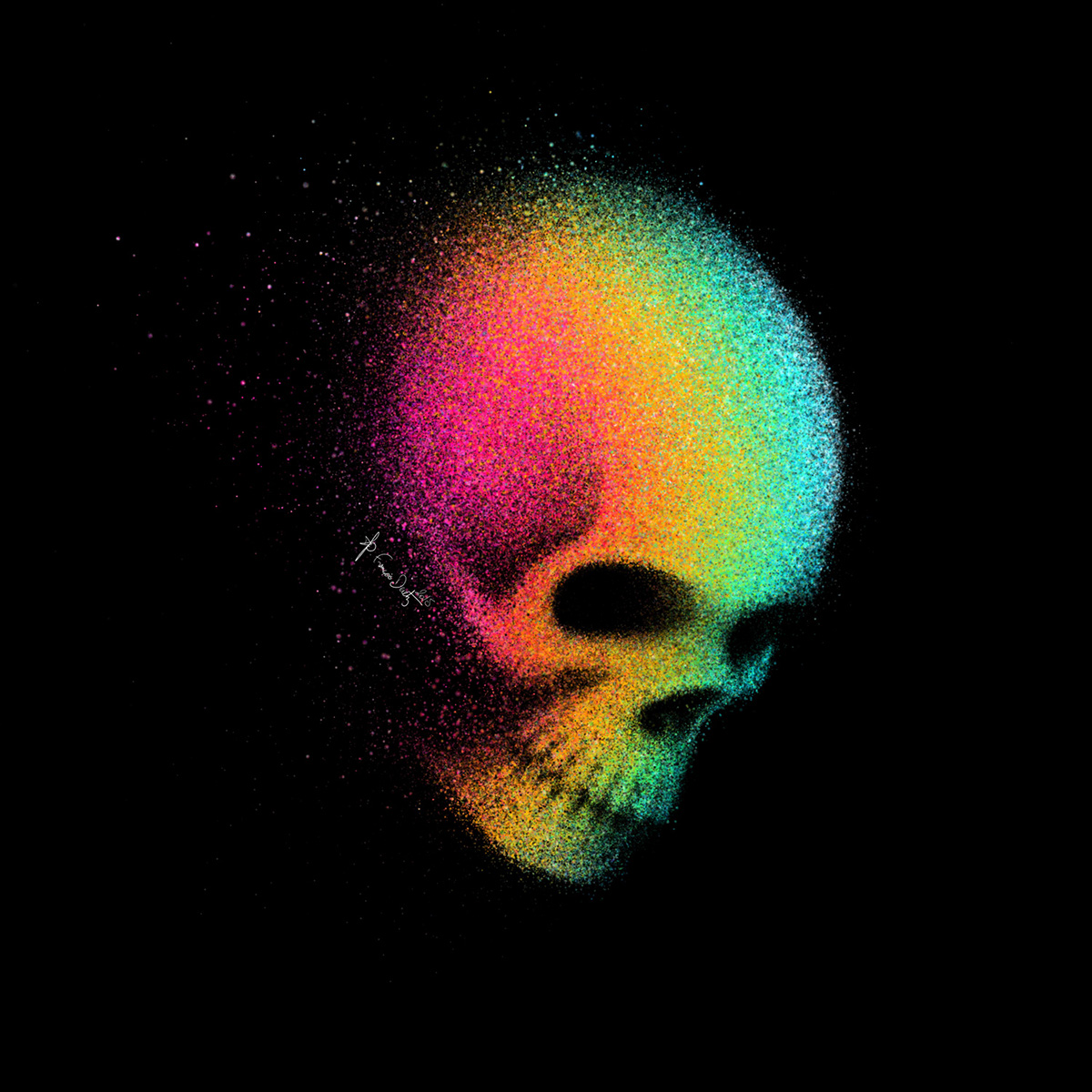 skull colorfull painter t-shirt screaming Thinking laughing areograph france marseille color rainbow squelette crane