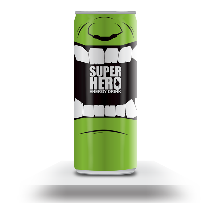 Adobe Portfolio comic dc smirap can energy drink superman spiderman wolverine Hulk batman punisher captain america concept ironman