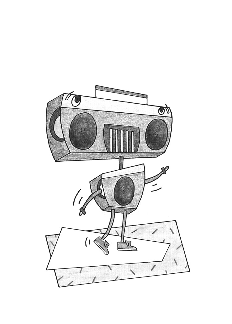 power of no editorial call to action Bullying Design for Good spot illustration robot boom box