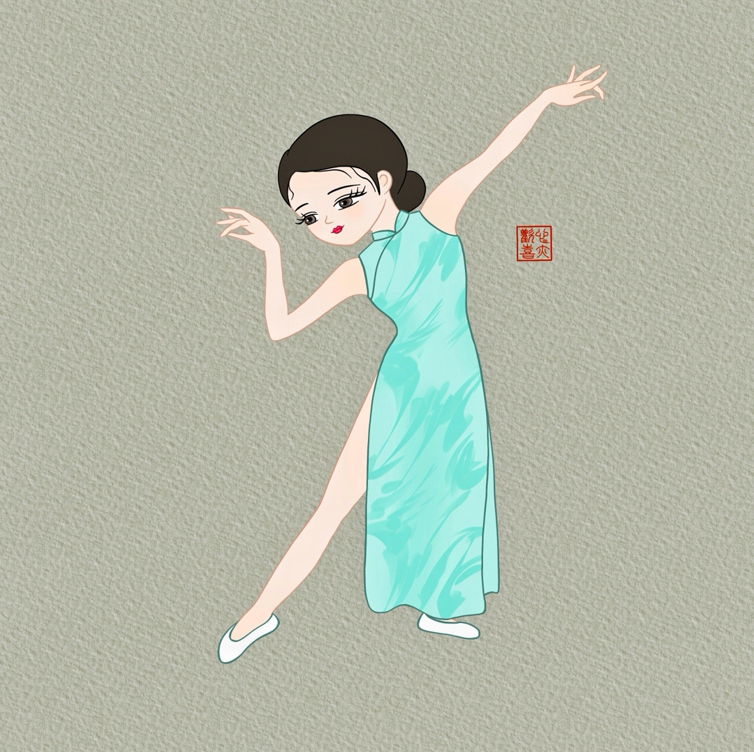 cheongsam china chinese Chinese style dancing dancing girl Fasion design ILLUSTRATION  illustrations qipao