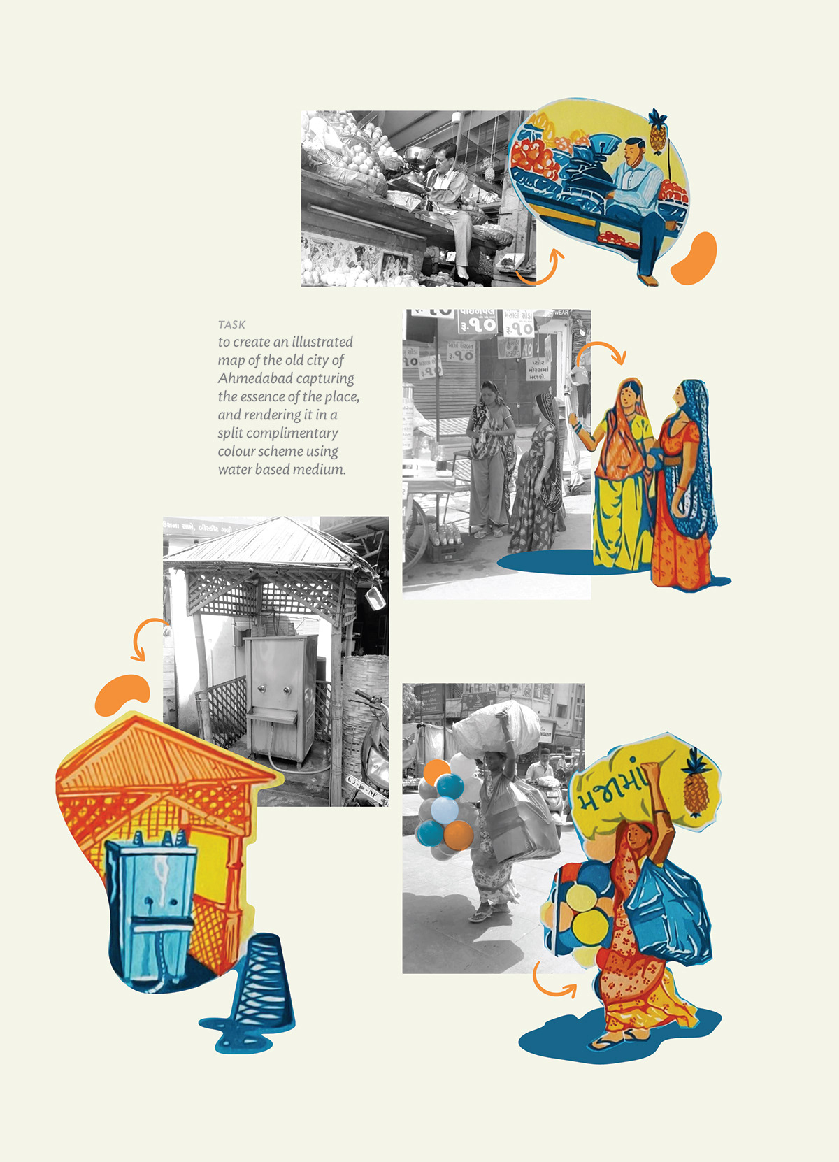 ahmedabad blue heritage city ILLUSTRATION  map old city paint pols teen darwaza three colour