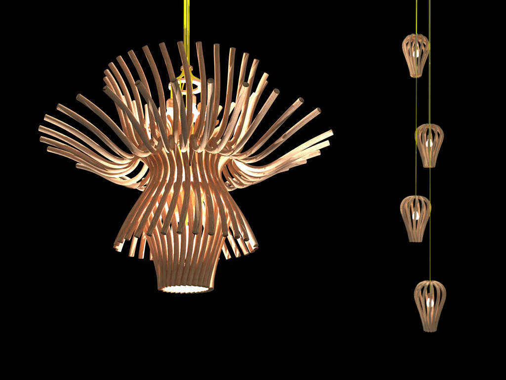 bent wood chandelier luminaire wood
