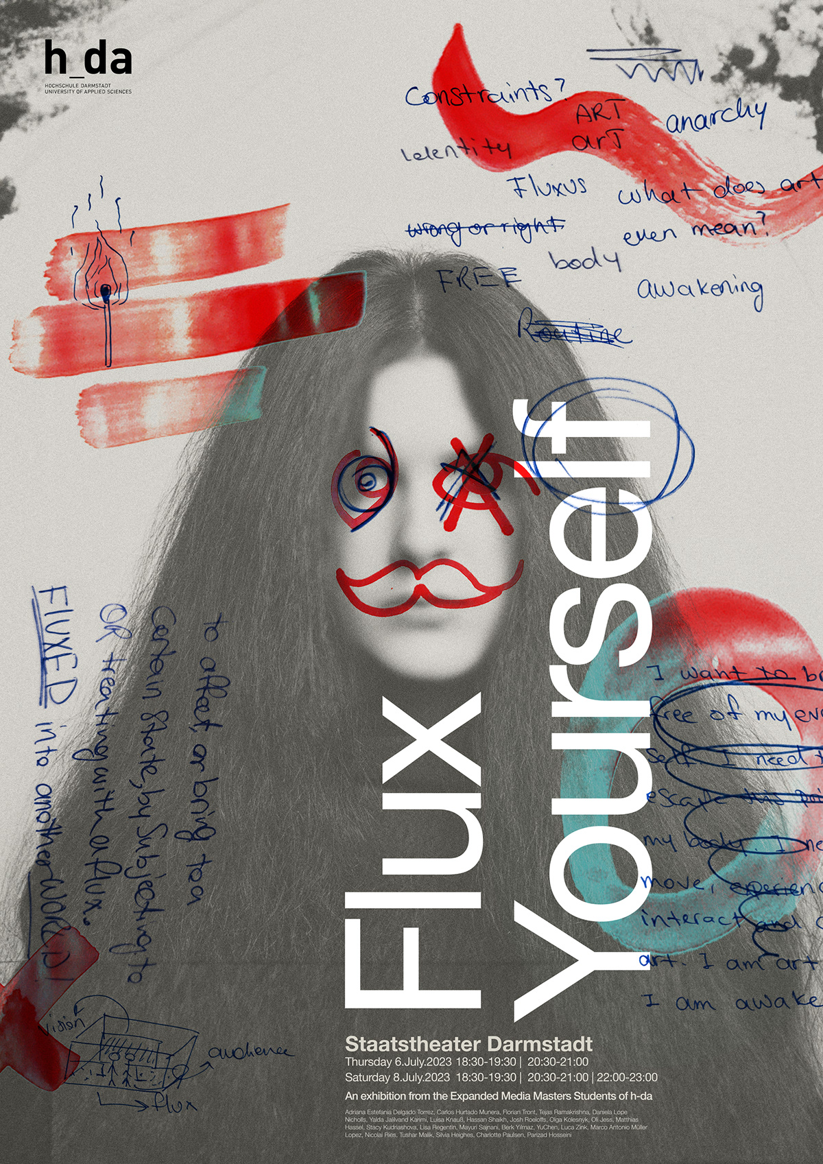 Fluxus poster design Graphic Designer banner rollup banner Exhibition Poster Handlettering