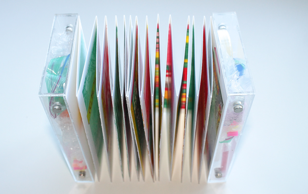 graphic design  concertina acrylic enviromentaldesign design artistbook bookstructures plexiglass SingleUsePlastic timeline