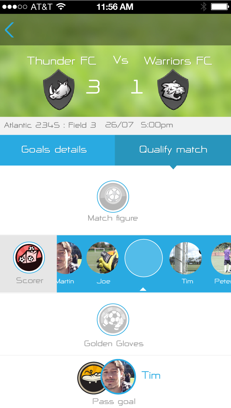 ux/ui design app soccer