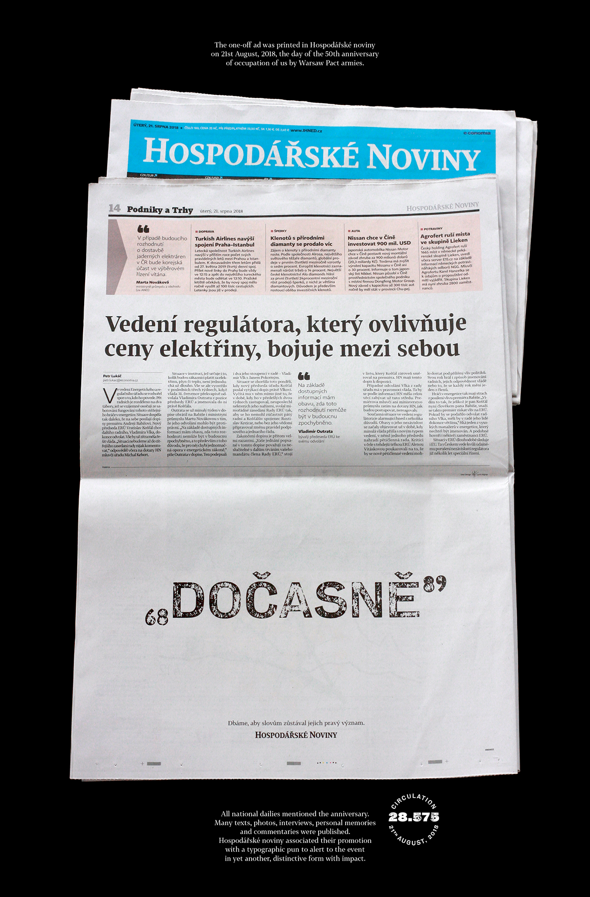 print ad newspapers Black&white czechia typography   history Minimalism published 2018