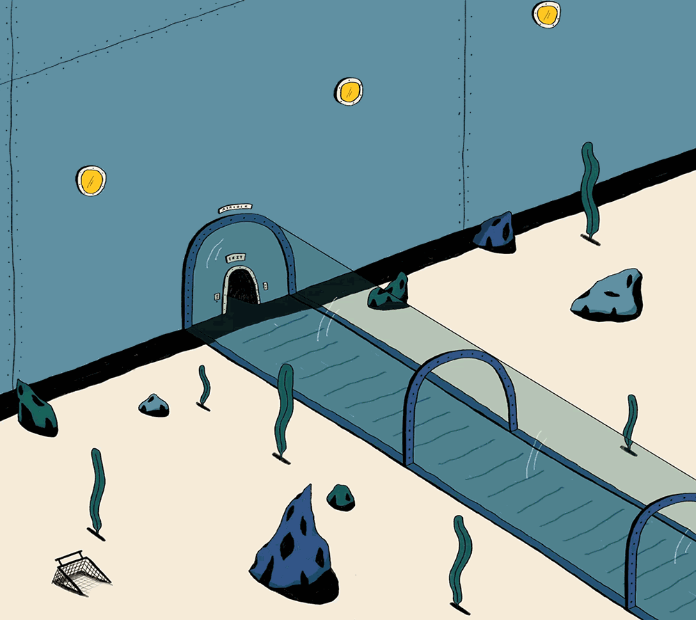 ILLUSTRATION  animation  Walk Cycle motion gif underwater water tunnel tube commute