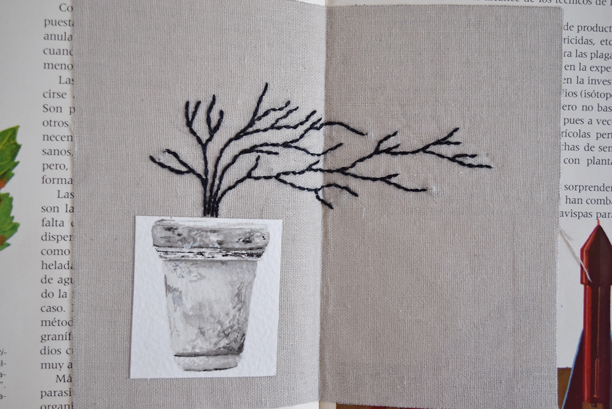 libro de artista dibujo acuarela bordado ilustracion book art artist's book watercolor collage Embroidery