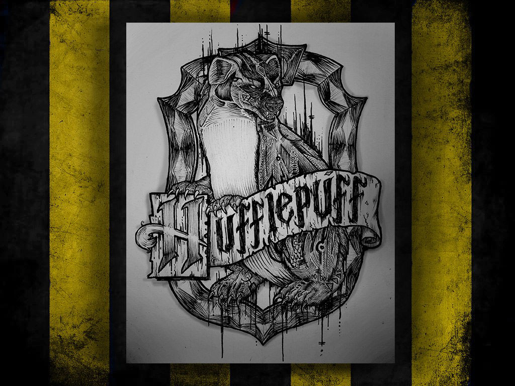hogwards Ravenclaw Gryffindor Hufflepuff Slytherin harry potter blackwork