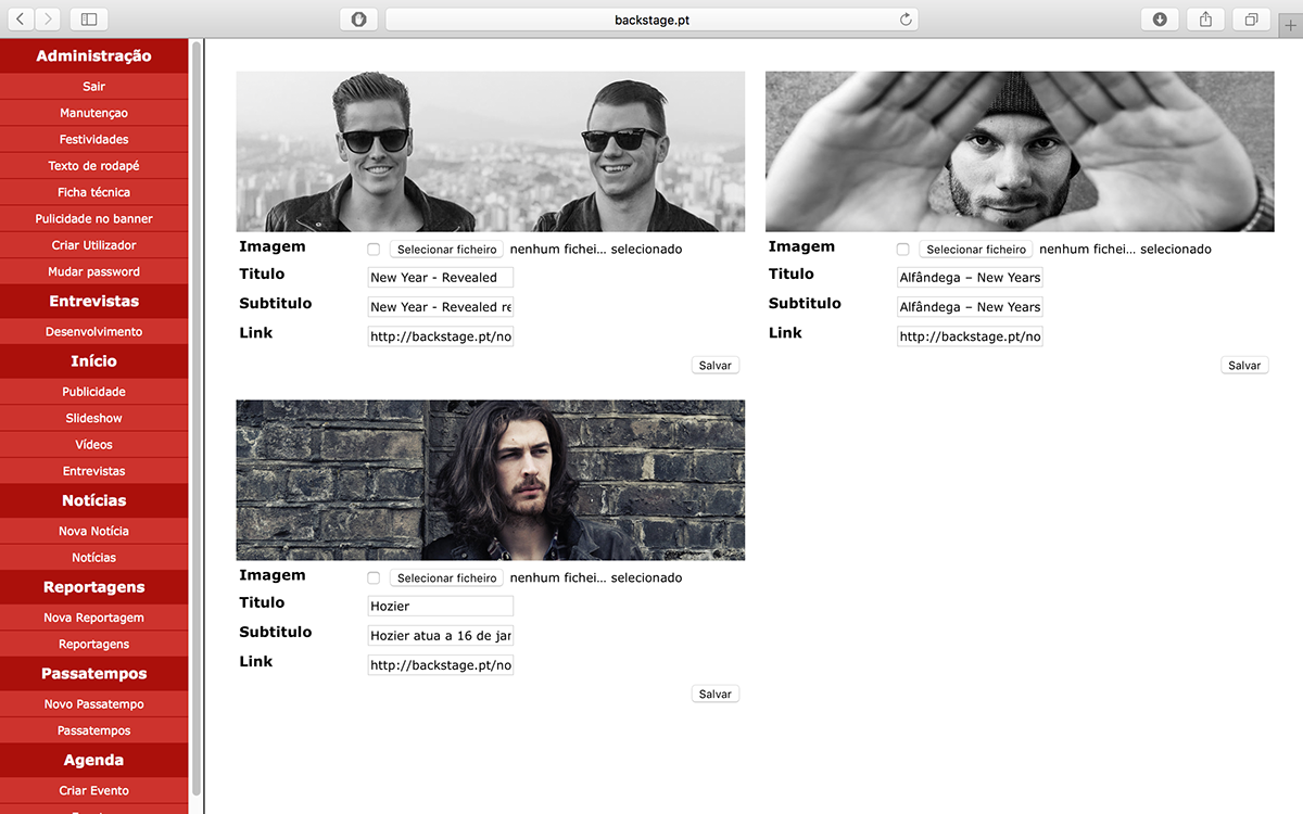 backstage Website UI Developer design marca php JavaScript HTML