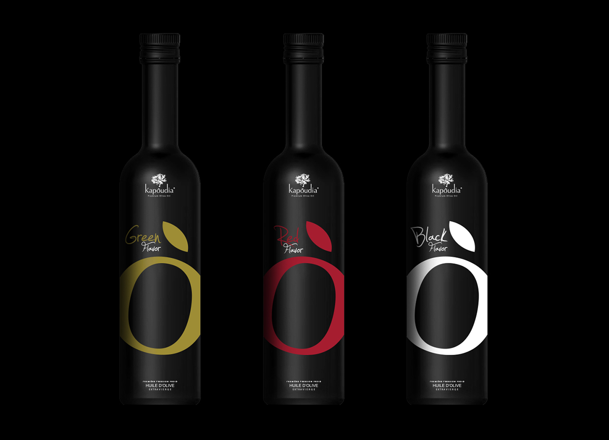 tunisian premium olive oil product design Tunisie huile Minimalism black bottle bouteille Premium Olive Oil Kapoudia