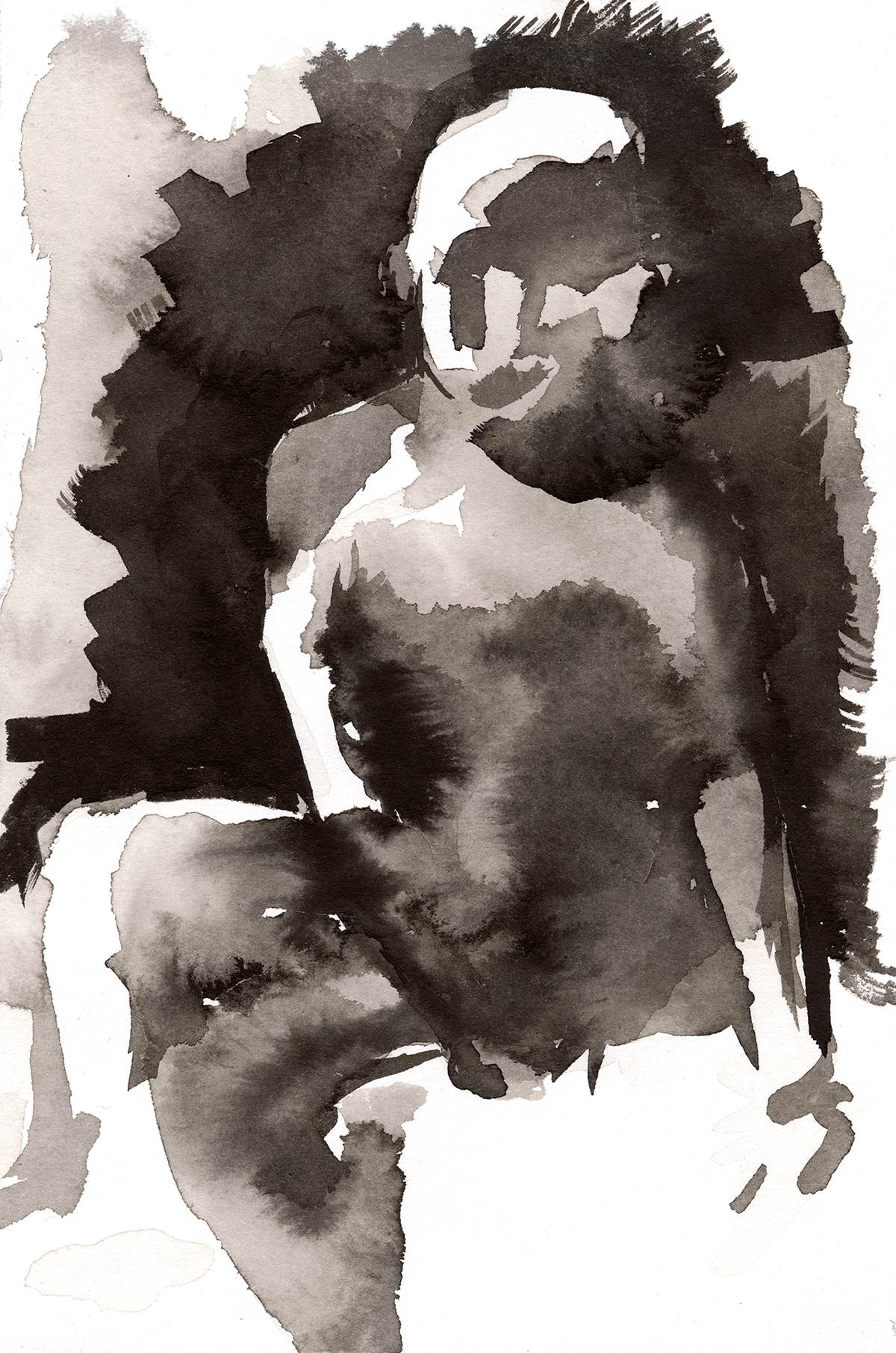 life drawing charcoal ink India ink