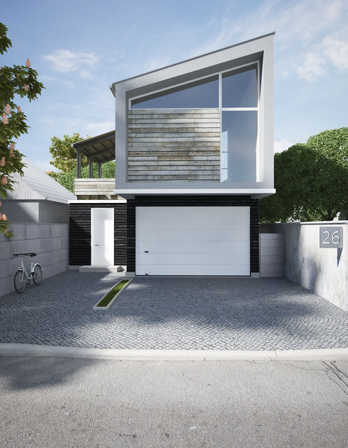 residential garage cinema 4d vray small house Minimalism house