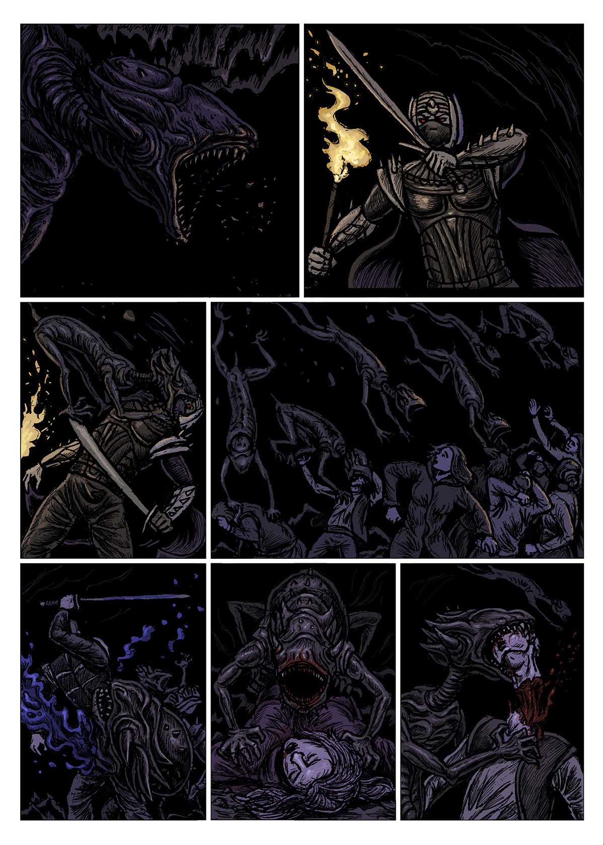 battle book Comic Book creature Drawing  fantasy art Graphic Novel horror medieval monster