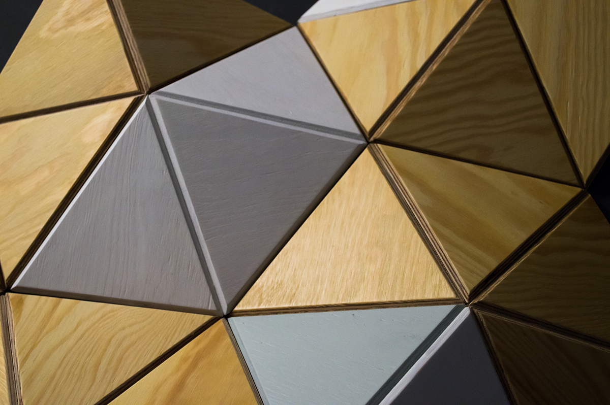 wall sculpture triangle modular wood plywood hexagon