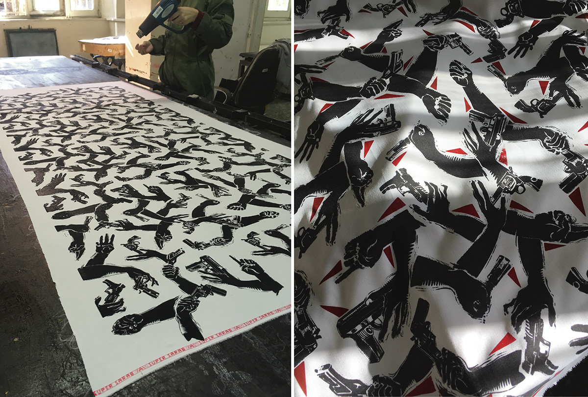 textile design linen silkscreen art Project Printing texiledesign EndWar peace