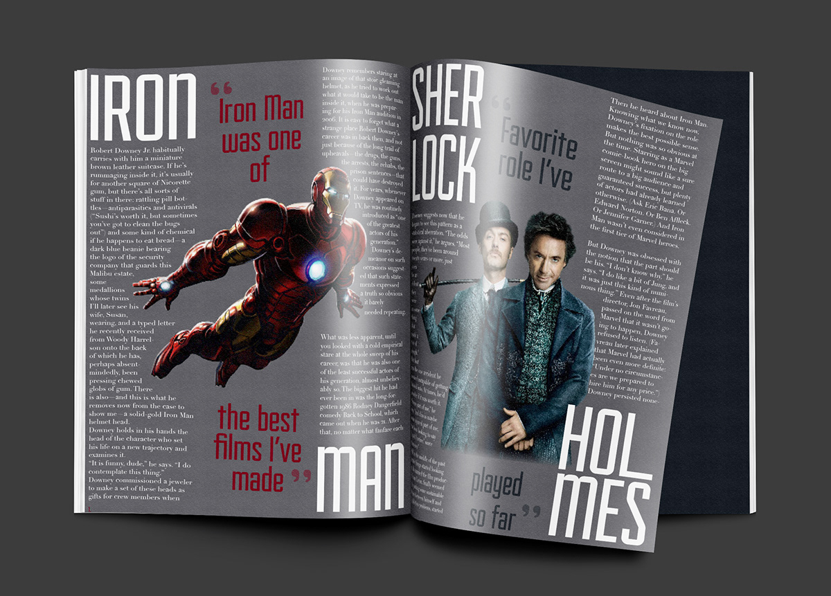 robert downey jr magazine spread iron man Sherlock Holmes experiment interview