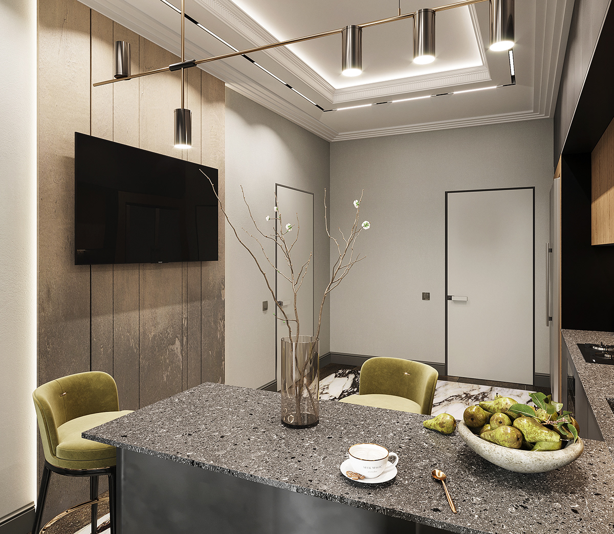 interior design  visualization modern kitchen Interior balkony design