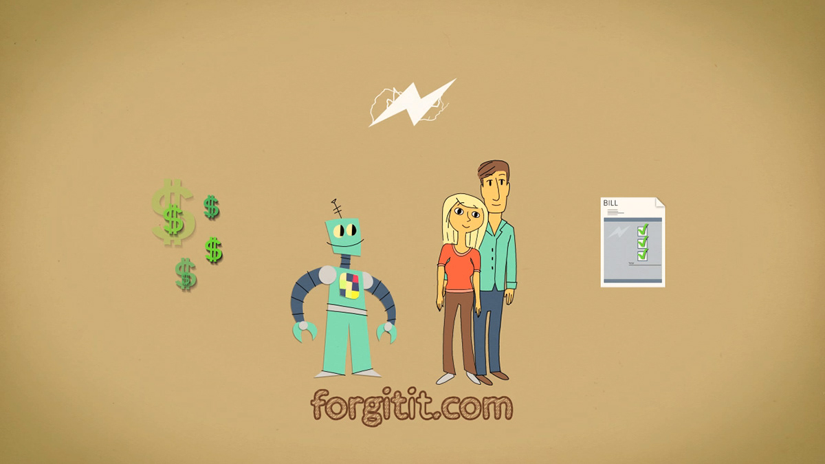 forgitit robot energy savings usage rate bill Web software explainer infographic stylized online