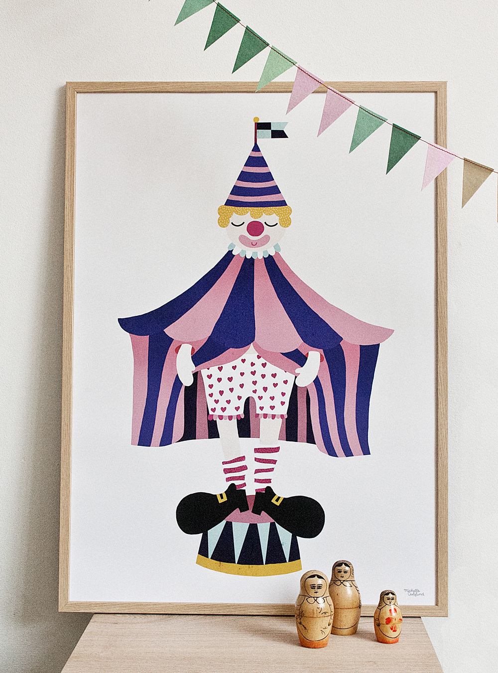 clown Circus Fun cute kid kids danish denmark scandinacian wall art poster