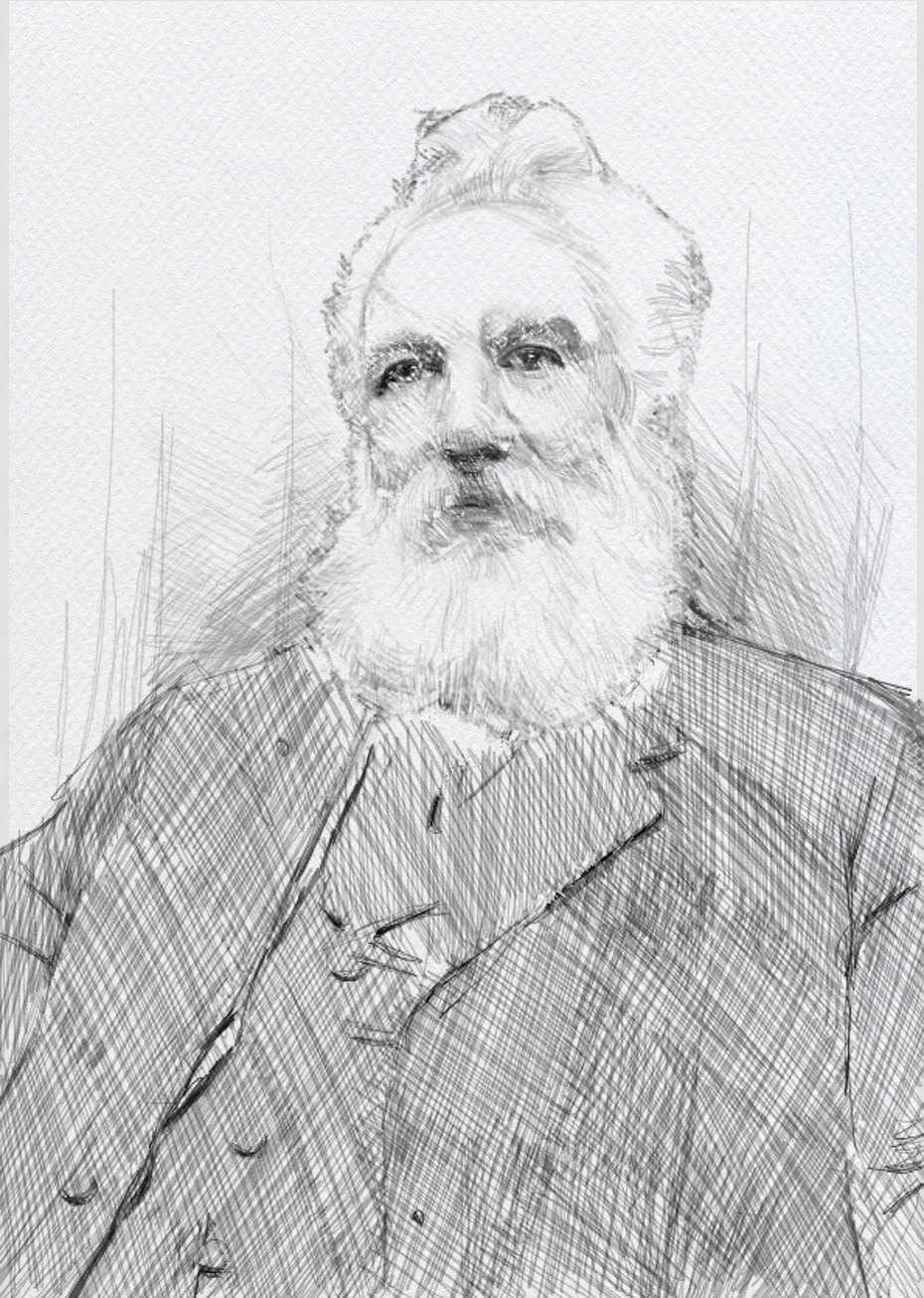 Alexander Graham Bell graham bell Scientist inventor engineer telephone hearing devices  famous invention  pencil sketch Pencil drawing fine art drawing portrait sketch Sketch of scientist