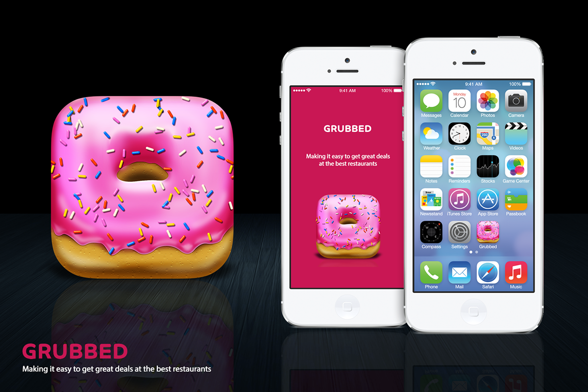 ios Icon design donut tasty pink sweet