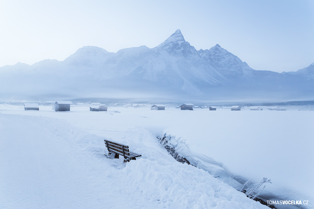landscape photography Europe austria Ehrwald lermoos Zugspitzarena winter Travel travel photography atmospheric snow mist mood Moody