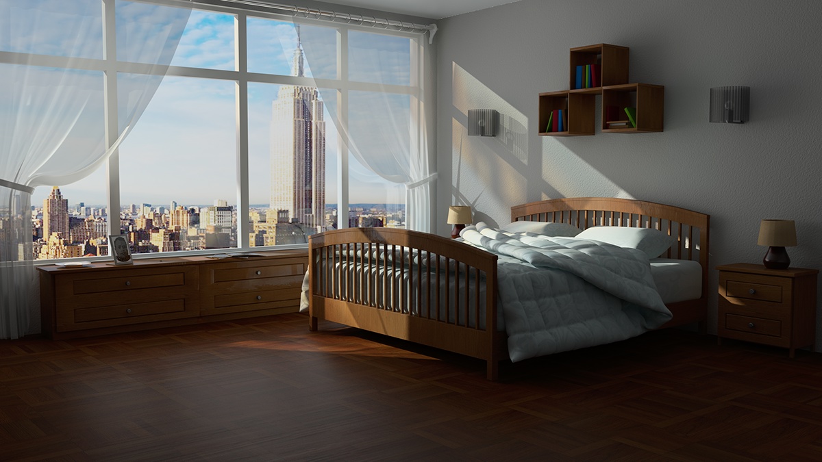 bedroom newyork empirestate V-ray firststeps