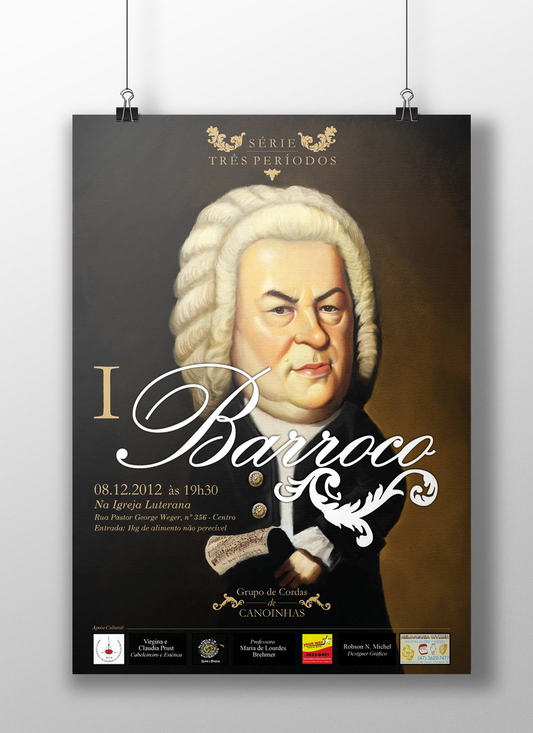 bach caricature   baroque digital painting Poster Design