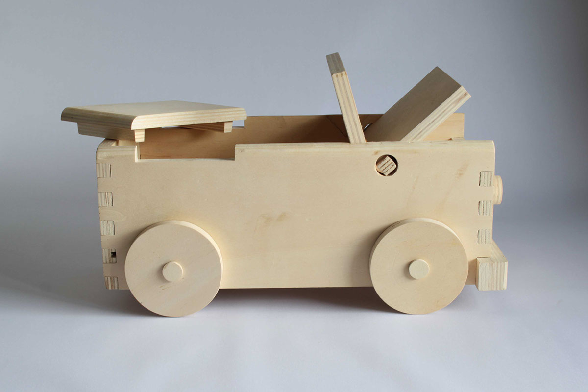 ride-on wooden wood toy car blocks
