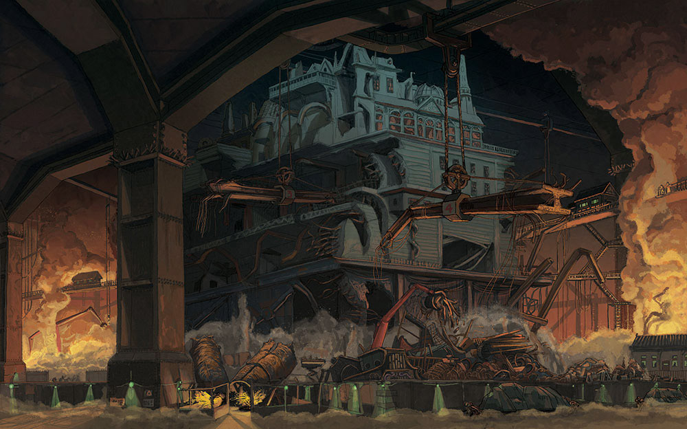 Large scale illustrations for a. Mortal Engines. graphic novel. 