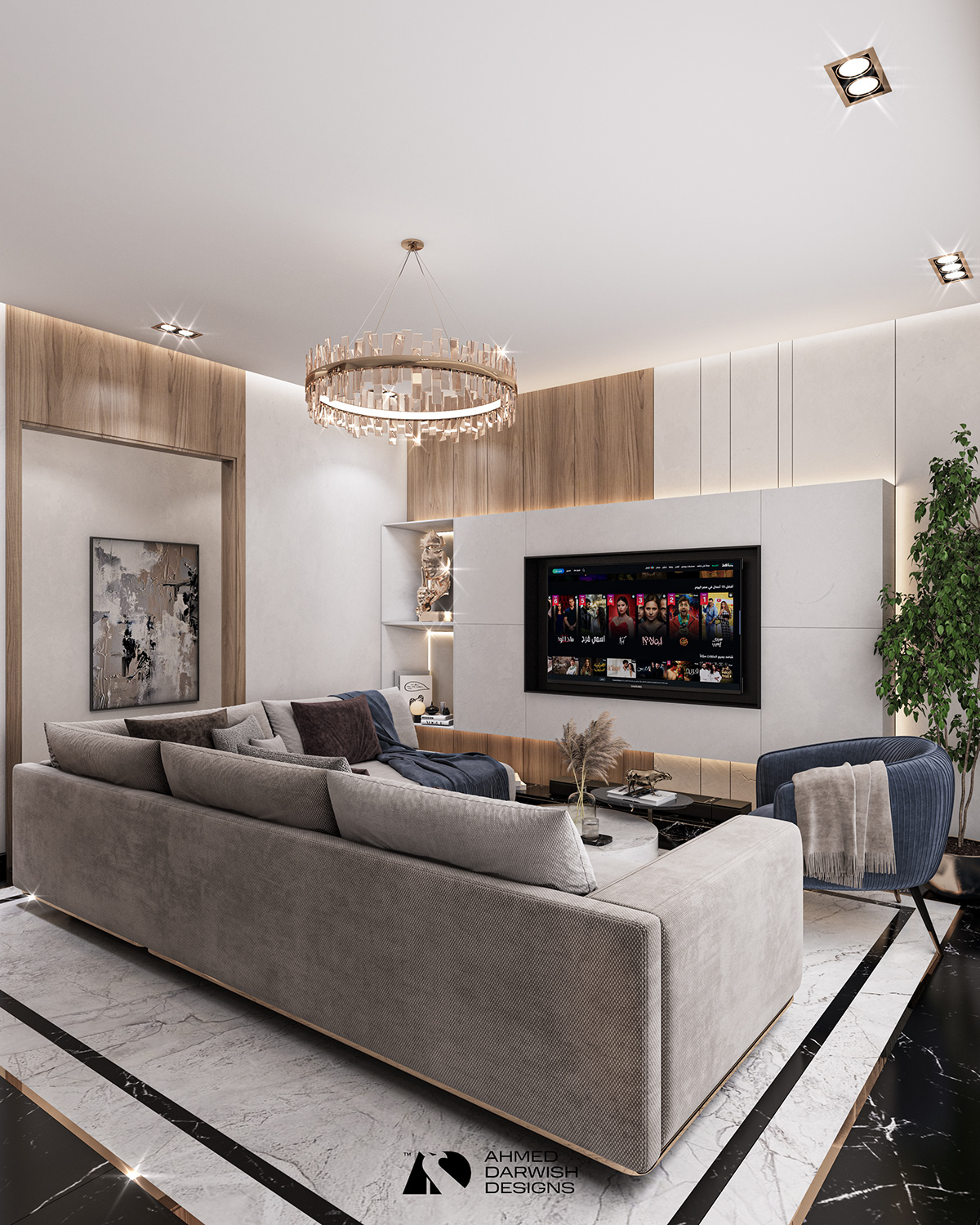 Interior modern design visualization architecture Render 3D interior design  living room apartment