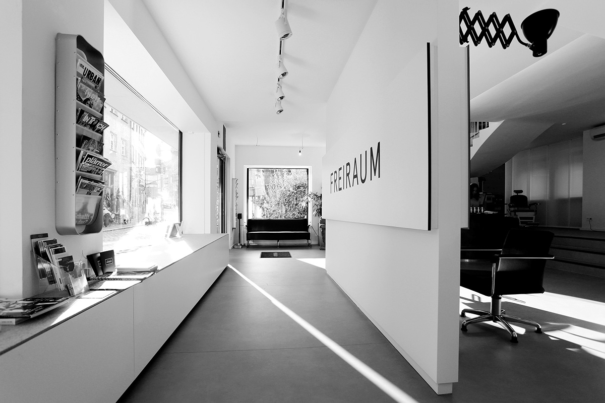 typographic black & white Space  freedom hairdresser Corporate Design