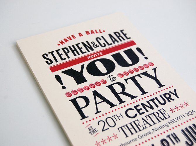 type wedding engagement party Invitation invite ellomate Stevestock typographic fonts vintage Retro playbill poster